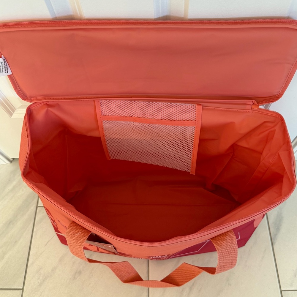 LIMITED Trader Joe's Large Reusable Insulated Bag Arroyo Bay Design / PEACH/ NWT - Picture 4 of 6